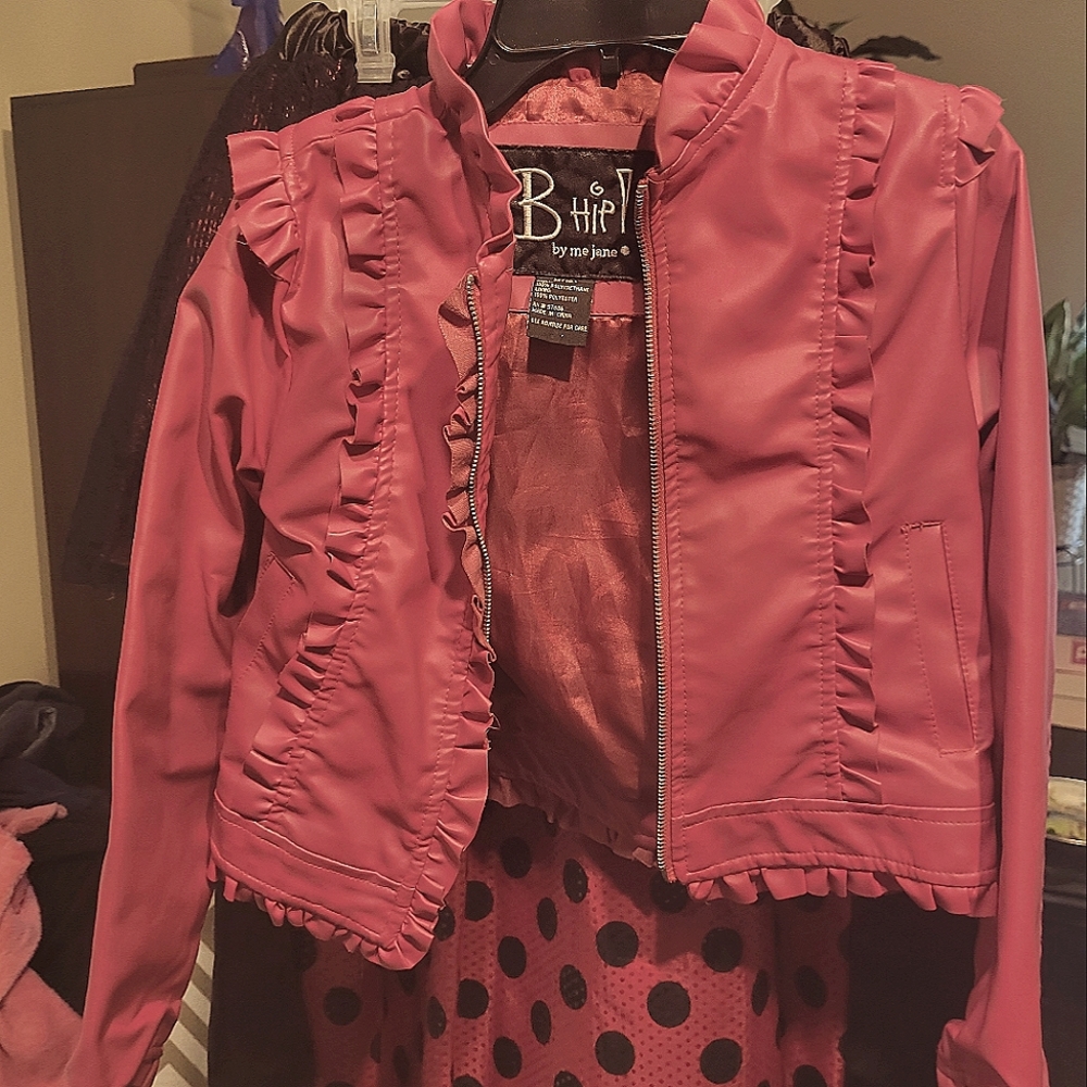 Fuschia Faux Leather crop Jacket size 10